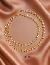 PE1011822 -Gold Tone Pearl Pair Anklets